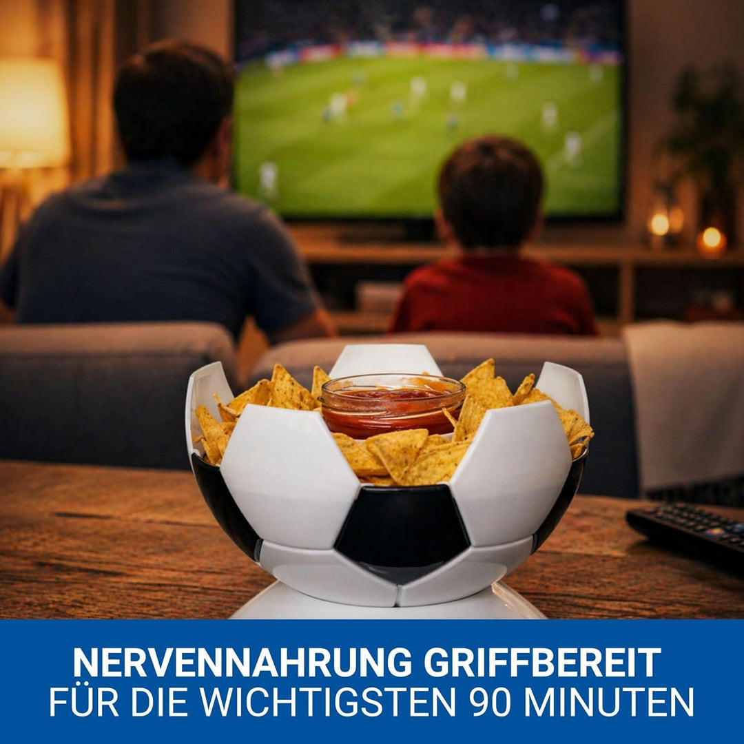 Serveball 'Victory' Snackbox im Fussball Design - Couchbar Snackbox mit Fächern und Getränkehalter -