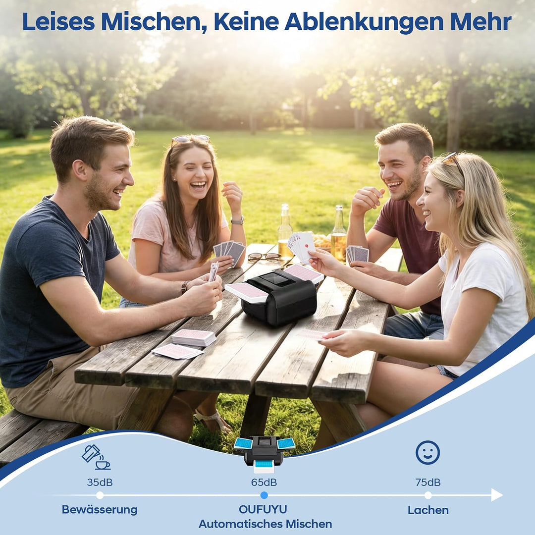 Automatischer Kartenmischer mit Dual-Modi Wiederaufladbarer Schwarz | USB-C Tragbares Leises und Sch