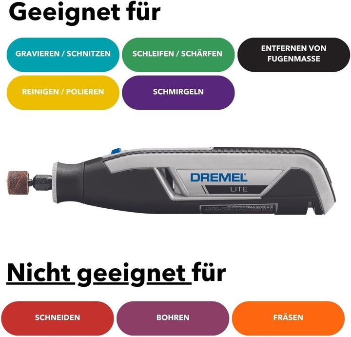 Dremel Lite 7760 Akku Multifunktionswerkzeug 3.6V, Set mit 15 Zubehörteilen, Variable Drehzal 8.000-