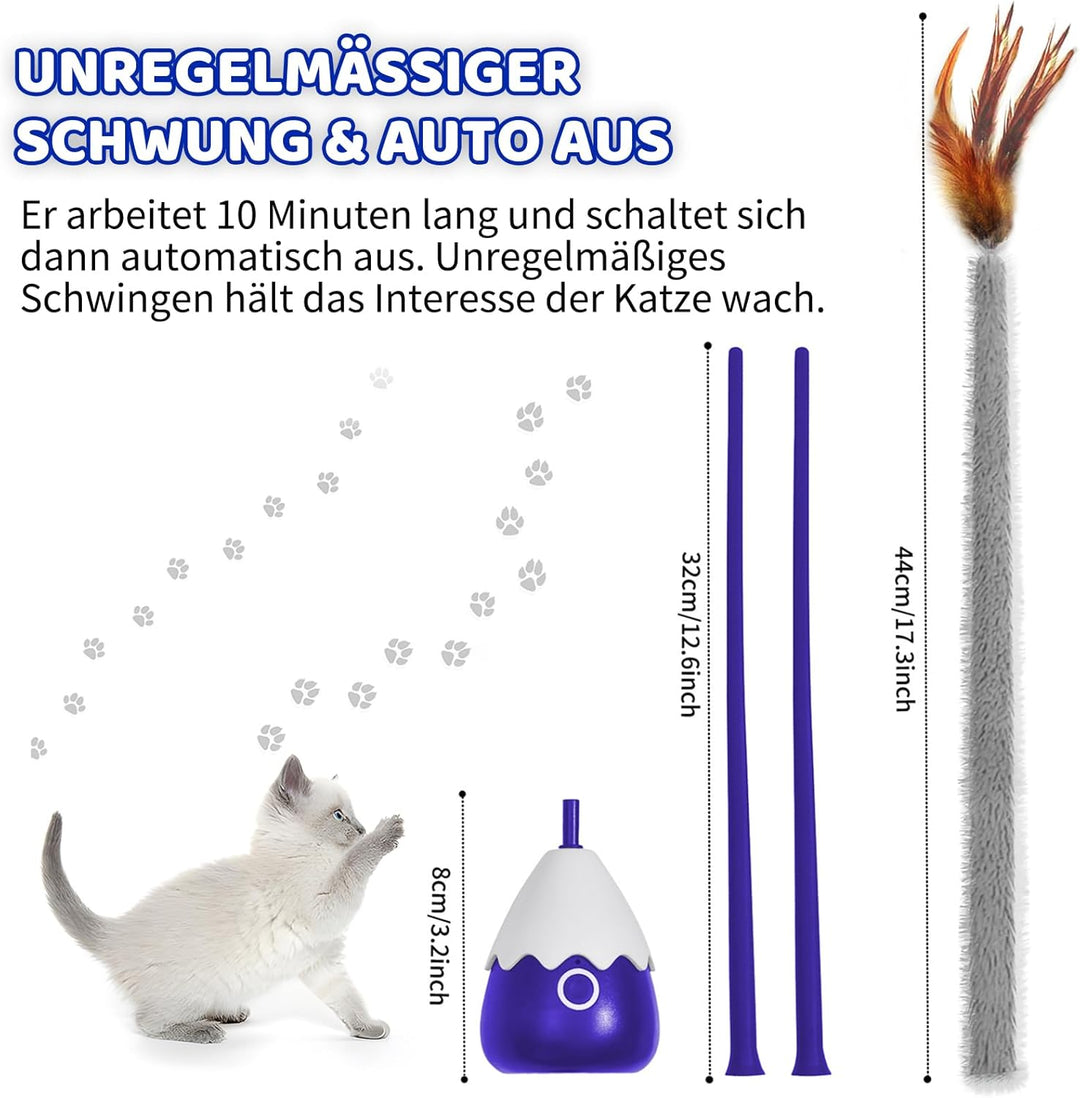 lifefav Katzenspielzeug, wiederaufladbares Katzenspielzeug mit Teaser-Plüsch/Silikonschwanz, elektri