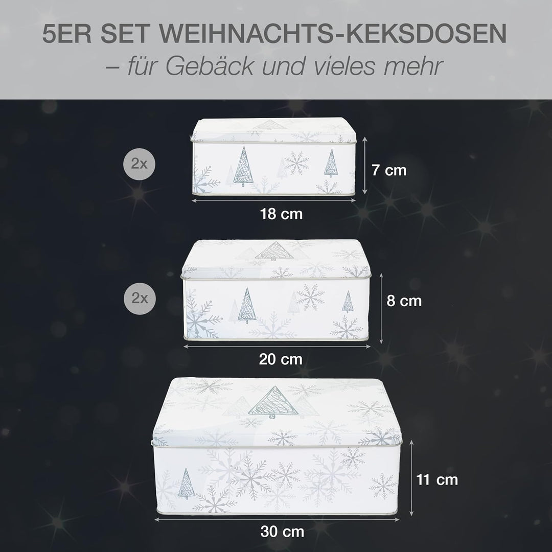 Moritz & Moritz Keksdose Metall Weihnachten, Keksdosen 5er Set Eckig - Blechdose mit Deckel im festl