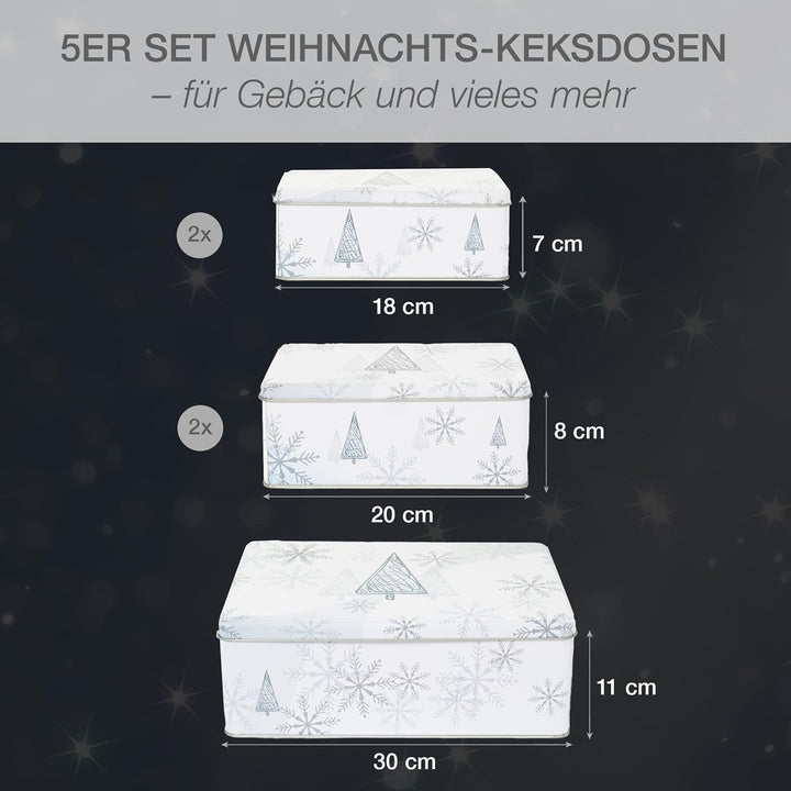 Moritz & Moritz Keksdose Metall Weihnachten, Keksdosen 5er Set Eckig - Blechdose mit Deckel im festl