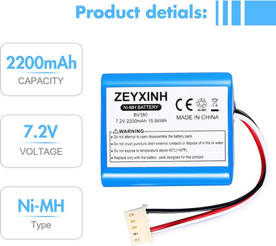 ZEYXINH 7.2V 2200mAh NiMH Ersatzakku für iRobot Braava 380 380T 390 390T Mint 5200 5200B 5200C Reini