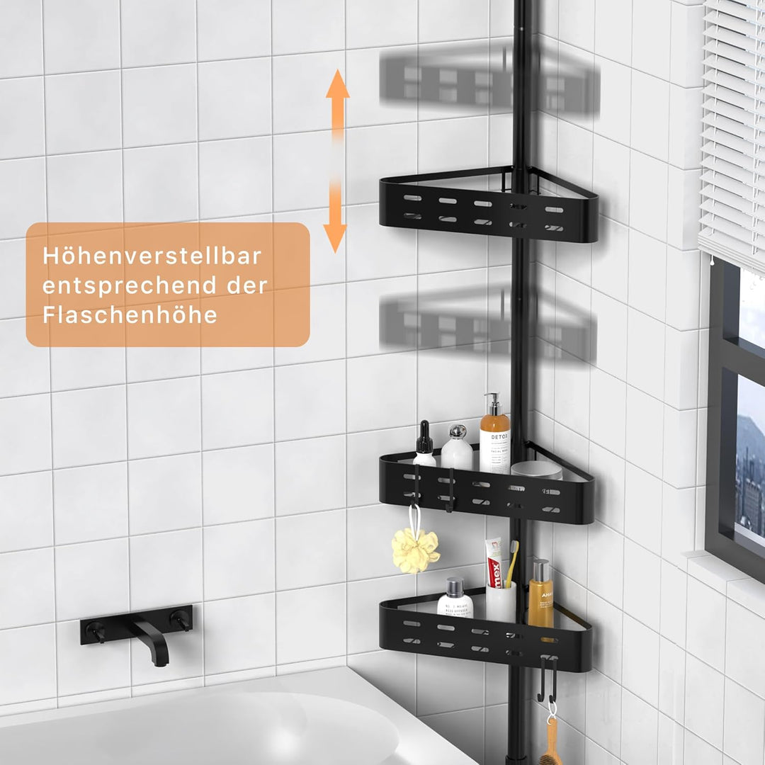 Kegii Teleskop Duschregal - Teleskopregal Bad Eckregal Dusche Duschablage Ohne Bohren Teleskopstange