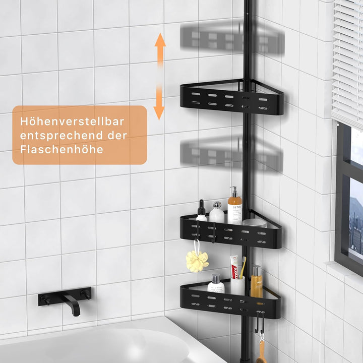 Kegii Teleskop Duschregal - Teleskopregal Bad Eckregal Dusche Duschablage Ohne Bohren Teleskopstange