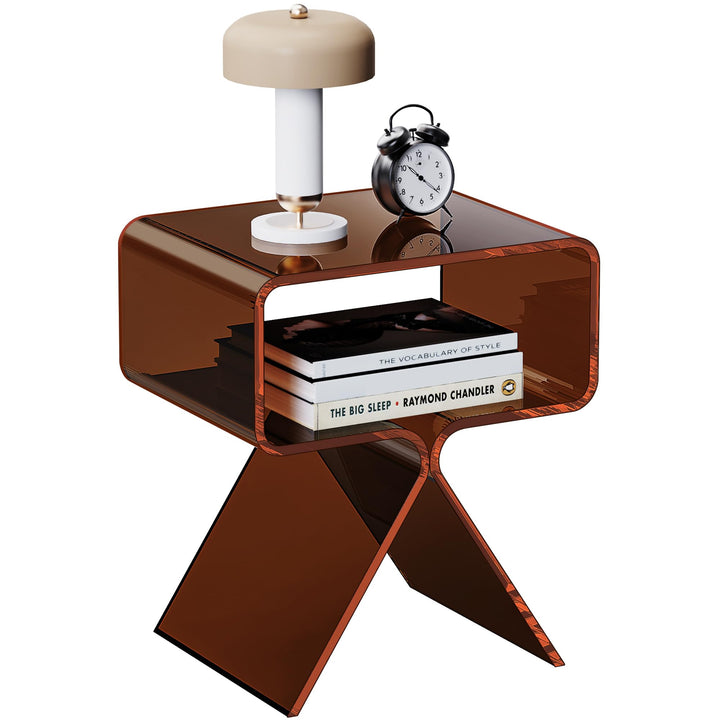 Acryl Nachttisch Beistelltisch, Modernes Design Clear Home Decor Display Endtisch (Dunkel Braun), Du