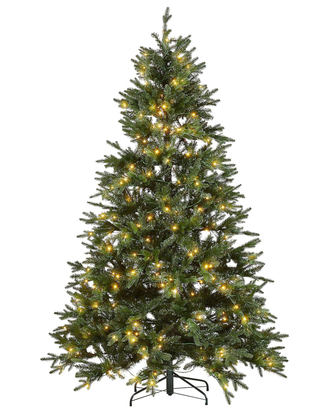 Künstlicher Weihnachtsbaum grün 210 cm mit LED Beleuchtung Lichterkette Fiddle