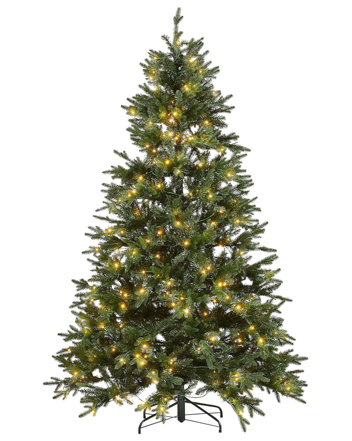 Künstlicher Weihnachtsbaum grün 210 cm mit LED Beleuchtung Lichterkette Fiddle