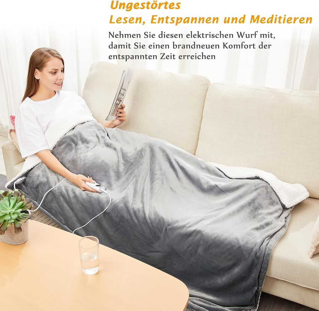 Heizdecke mit Abschaltautomatik, 130x160cm, 10 Heizstufen Up-to-9 Stunden Auto-Off-Timer Überhitzung