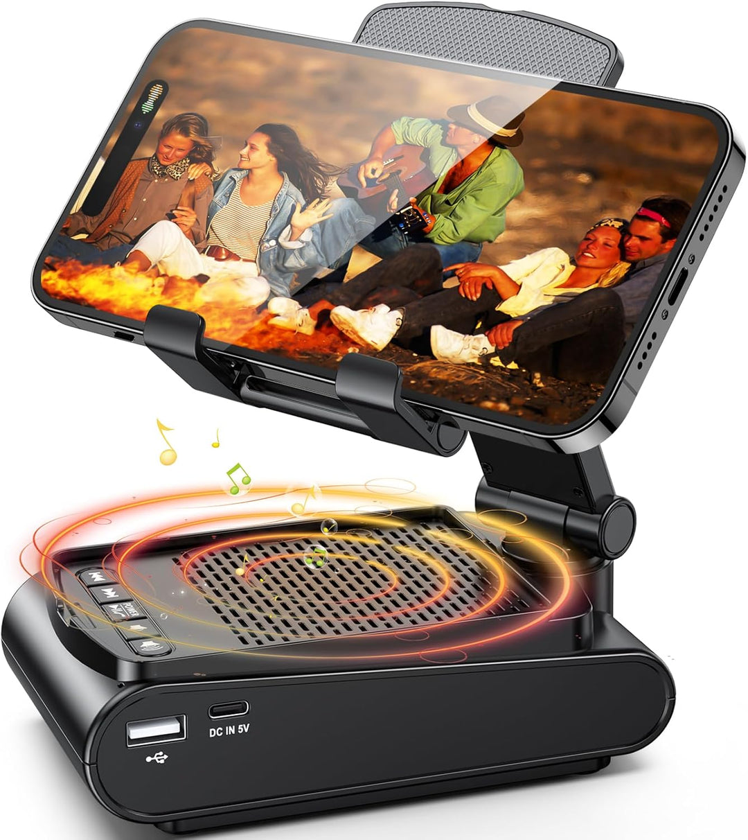 Rolgno Bluetooth Lautsprecher mit Handyständer, HD-Surround-Sound Bluetooth Box, Verstellbarer Handy