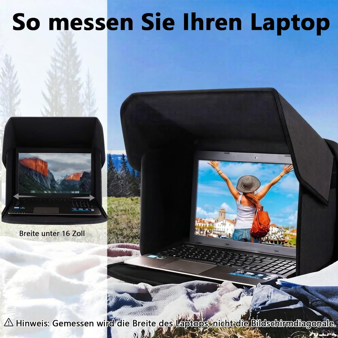 Laptop Sonnenschutz, 2-in-1 Faltbares Laptop Zelt & Tasche, Blendfreier Bildschirmschutz für Laptops