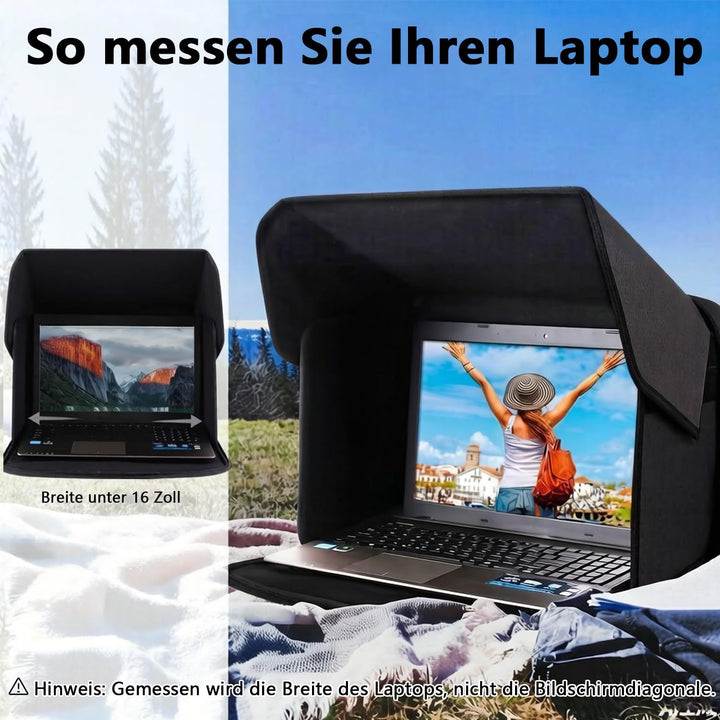 Laptop Sonnenschutz, 2-in-1 Faltbares Laptop Zelt & Tasche, Blendfreier Bildschirmschutz für Laptops
