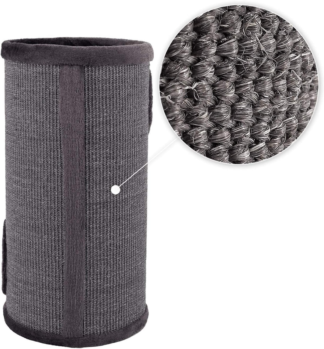 lionto Kratztonne aus Sisal mit Spielball &amp; Plüschrand, Höhe 70 cm, Grau | Stabiler Kratzbaum für kl