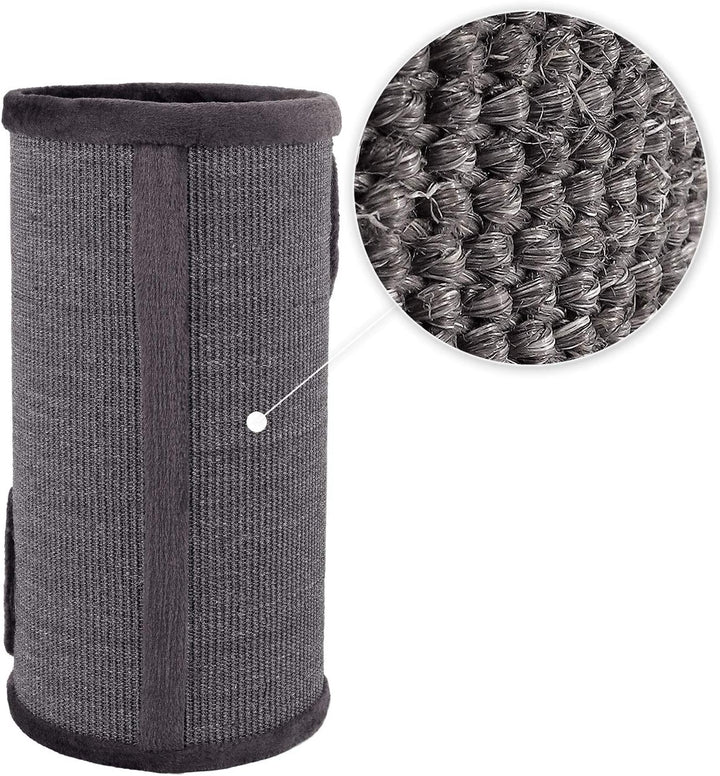 lionto Kratztonne aus Sisal mit Spielball &amp; Plüschrand, Höhe 70 cm, Grau | Stabiler Kratzbaum für kl