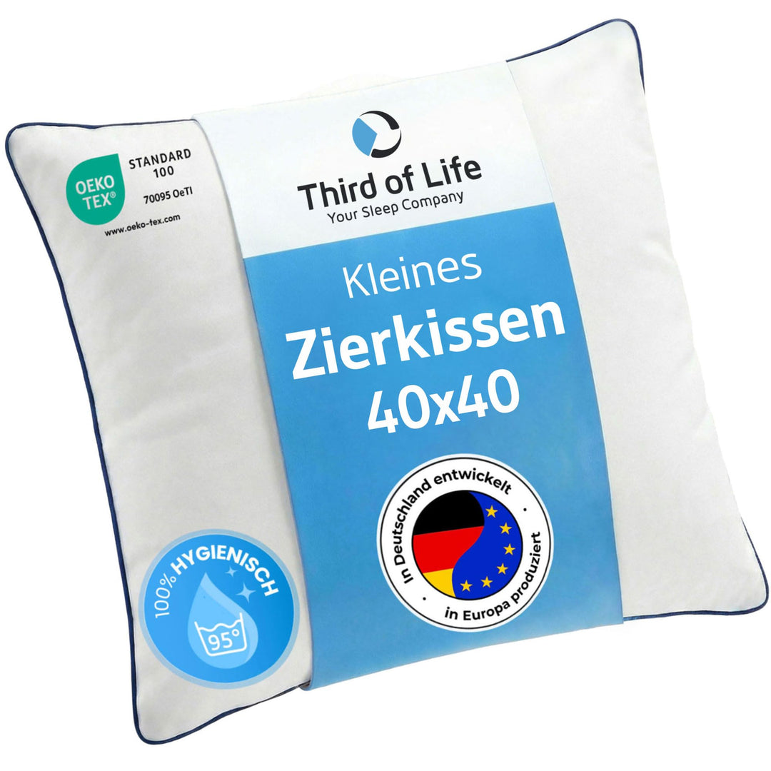 Third of Life Kissen 40x40 inSPIRO, Premium Kissen von Schlafexperten entwickelt, Weiche Kissenfüllu