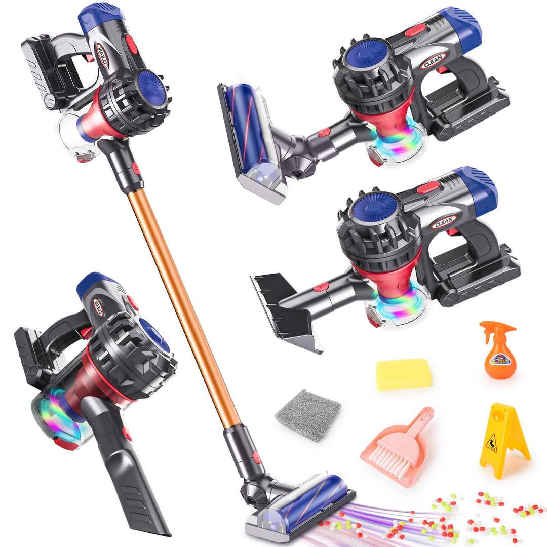 Spielzeug Staubsauger für Kinder, 3-in-1 Staubsauger Spielzeug Set, Realistischer Kinderstaubsauger