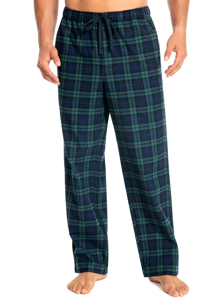 Nutria Herren Pyjamahose aus Flanell, 100% Baumwolle Kariert Weiche Schlafanzughose Warm Loungehose