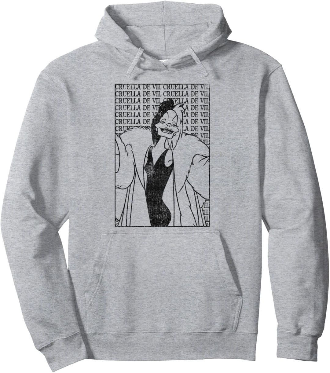 Disney Villains Cruella De Vil Word Wall Portrait Poster Pullover Hoodie