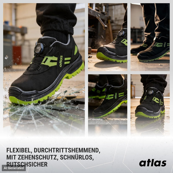 Atlas Flash 5255 XP Boa ESD Gr. 36-49 47/49 EU Schwarz Gelb, 47/49 EU Schwarz Gelb