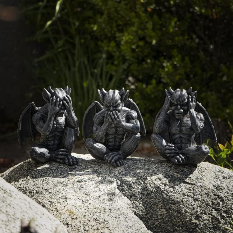 Pacific Giftware Gargoyle Figuren Set Nichts Böses sehen hören Sagen | Lustige Fantasy Deko