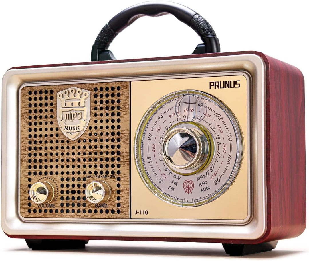 PRUNUS J-110 AM/FM/SW Kofferradio Retro Radio mit Bluetooth, Nostalgie Radio mit Gehäuse in Holzopti