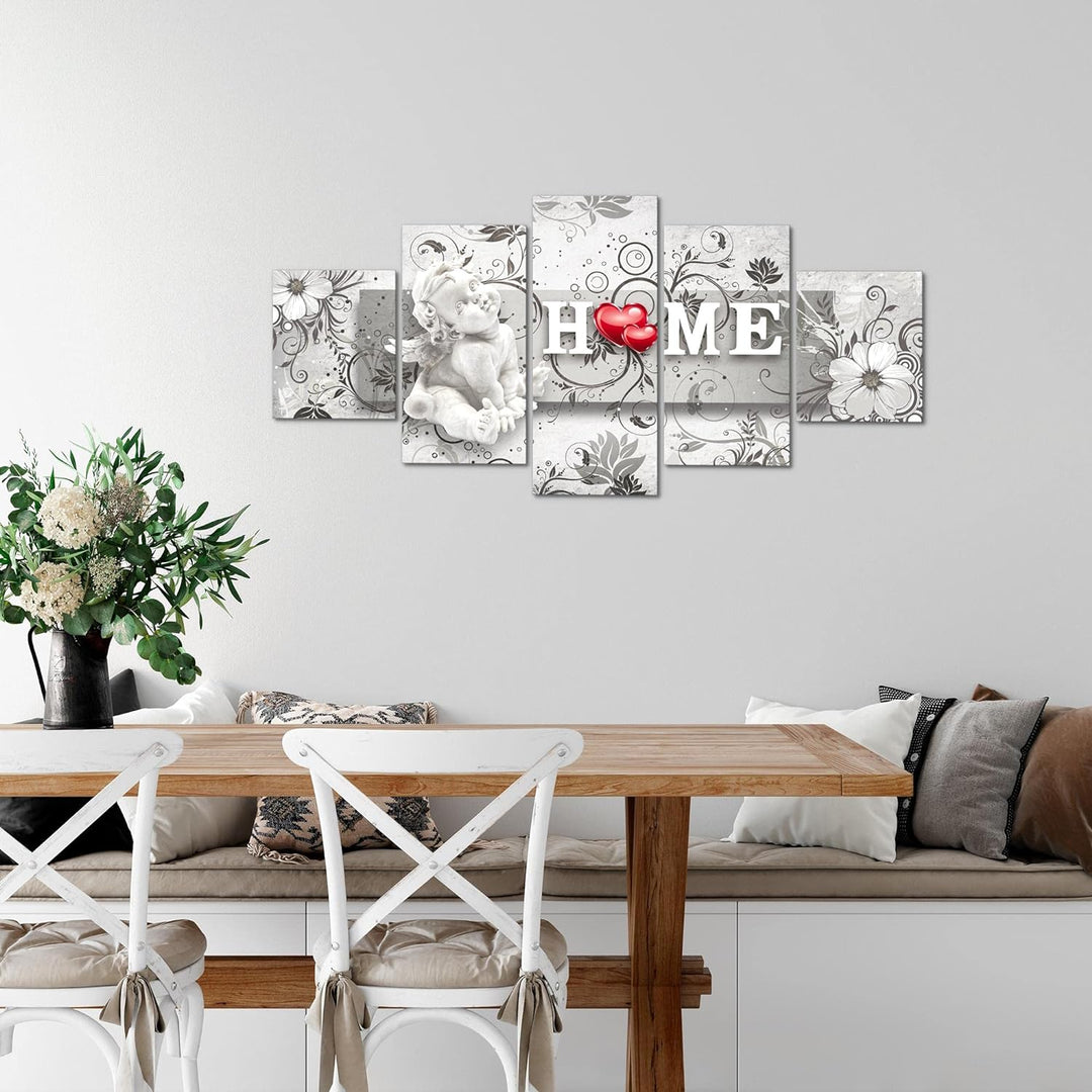 Runa Art Wandbilder Engel Vintage 5 Teilig Bild auf Vlies Leinwand Deko Wohnzimmer Schlafzimmer Blum