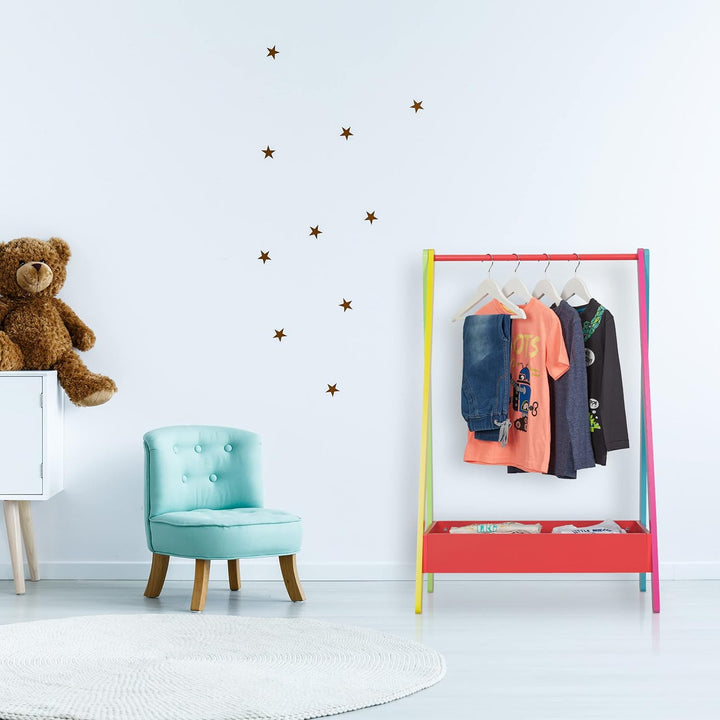 Relaxdays Kinder Kleiderständer, Kleiderstange für Kinderzimmer, mit Ablage, HBT: 99x64,5x42 cm, Kin