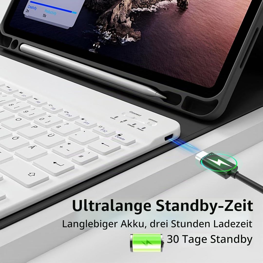 Hülle mit Tastatur für iPad Pro 11 4. / 3. / 2. Generation 2022/2021/2020 mit stifthalter, Magnetisc