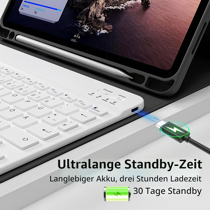 Hülle mit Tastatur für iPad Pro 11 4. / 3. / 2. Generation 2022/2021/2020 mit stifthalter, Magnetisc