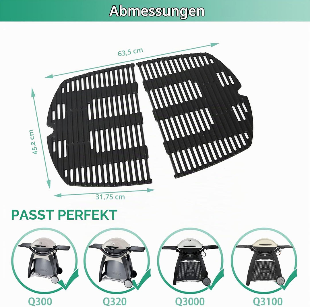 COGRICHBF Q300 Gusseisen Grillrost für Weber Q300, Q320, Q3000, Q3200, 57060001, 586002, 404341, 45
