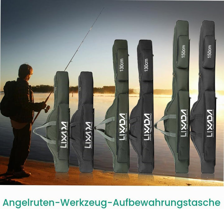 Lixada Angeltasche, tragbar, faltbar, für Outdoor-Angelrute, 100 cm/130 cm/150 cm Schwarz 150cm, Sch