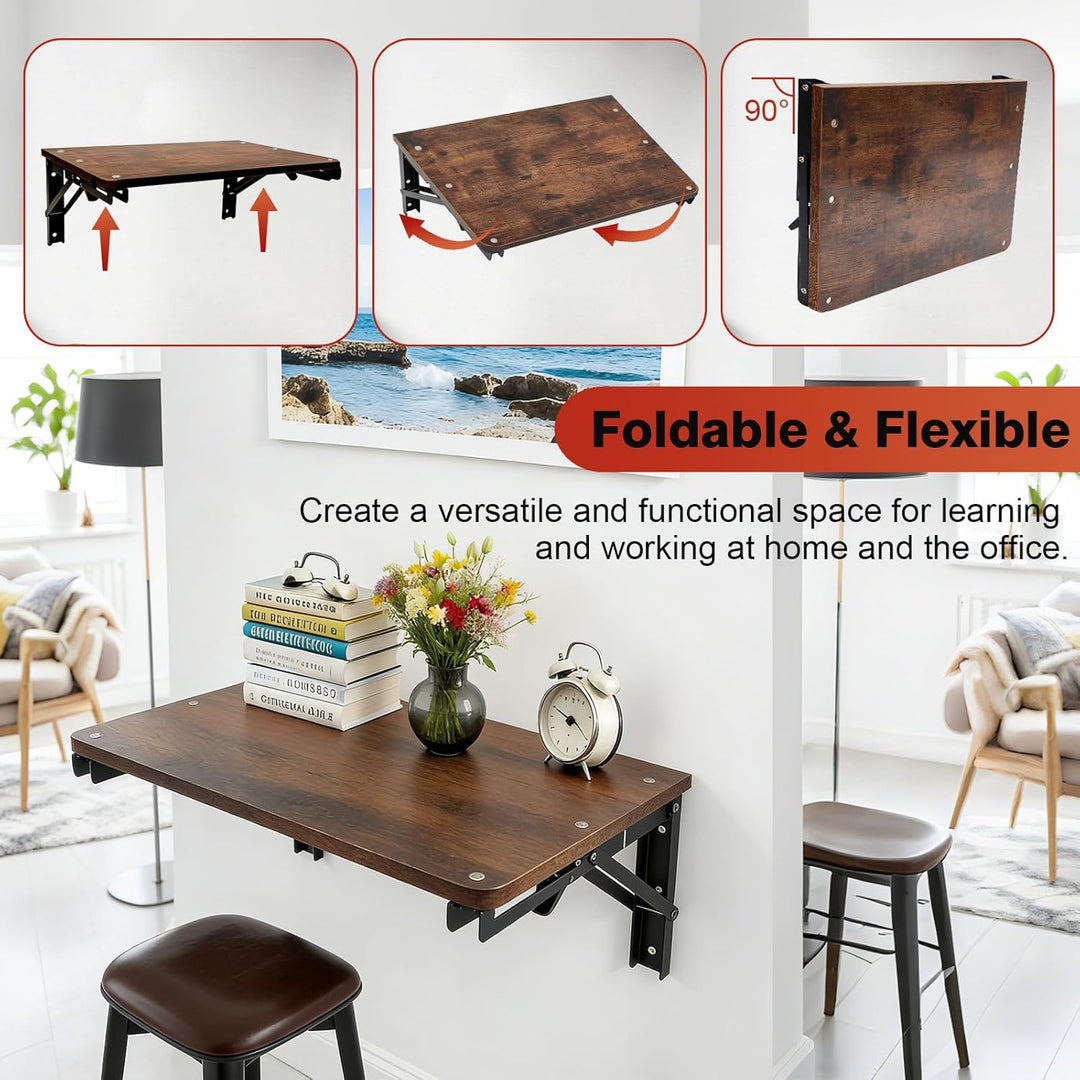 Klapptisch Wand Holz, Wandregal Faltbar für Kleine Räume, Schweberegal für Büro, Wohnzimmer, Schlafz