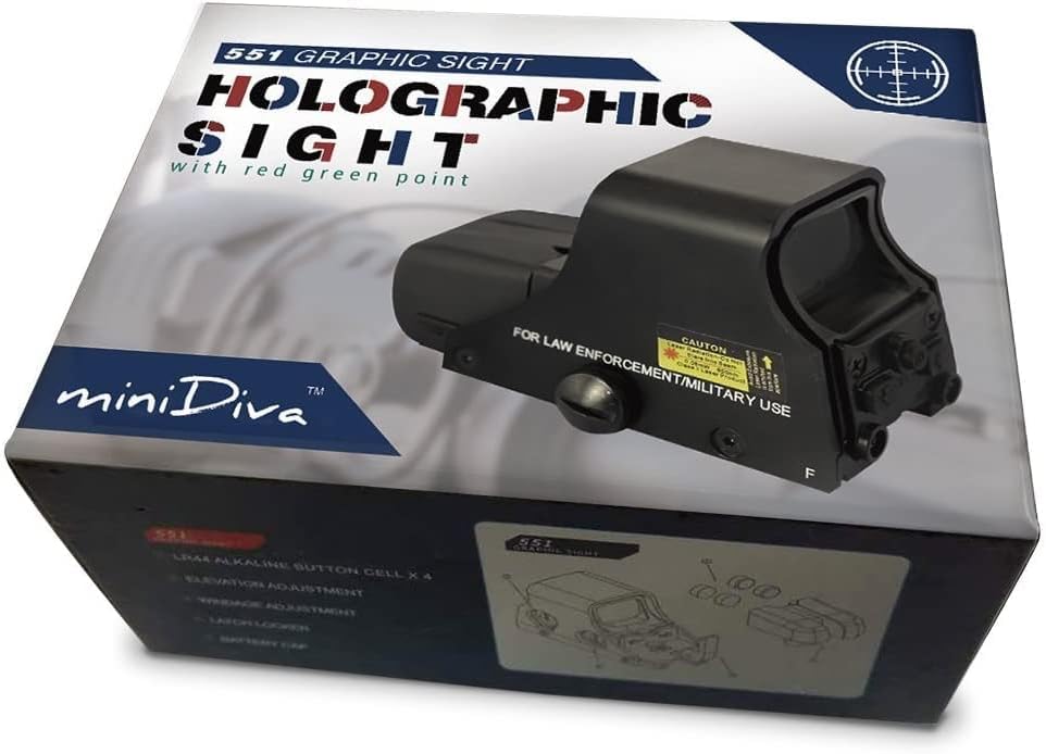 Minidiva 551 Holographic Sight Red Greenpoint Visier/Dot Sight Scope mit 20mm Rail, 10 Stufen Hellig