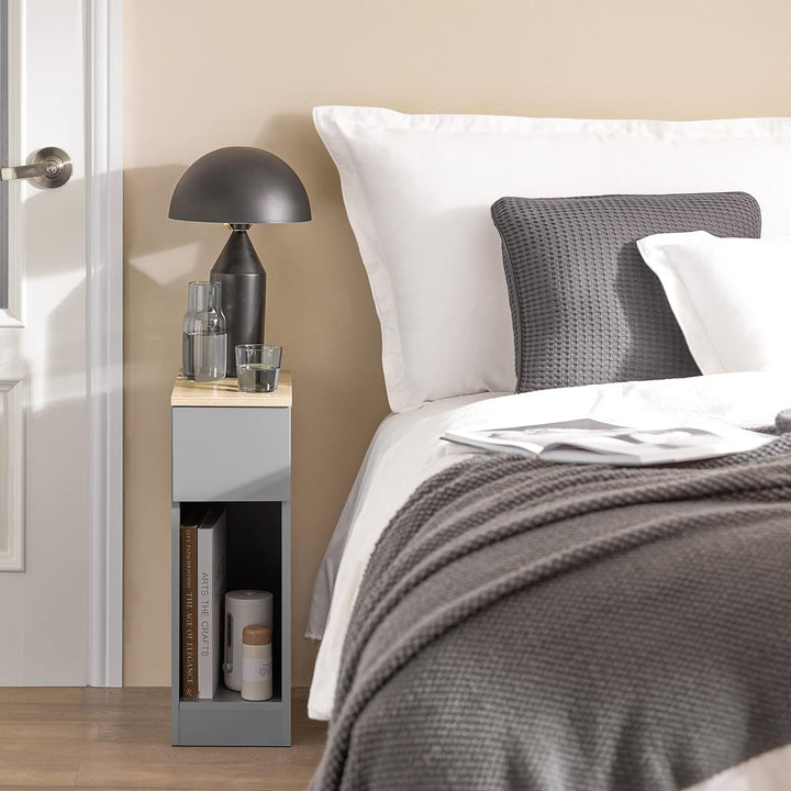 SoBuy FBT111-HG Nachttisch mit Schublade für Boxspringbett Sofatisch Beistelltisch schmal Telefontis