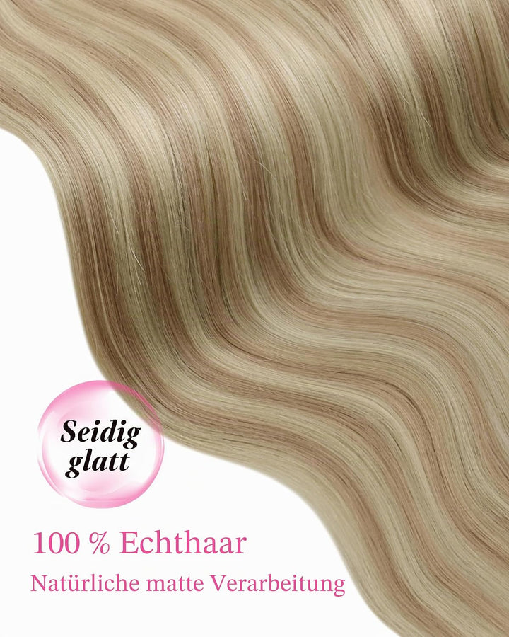 YoungSee Tape Extensions Echthaar Blond Tape in Extensions Aschblond Echthaar Extensions Tape Blond