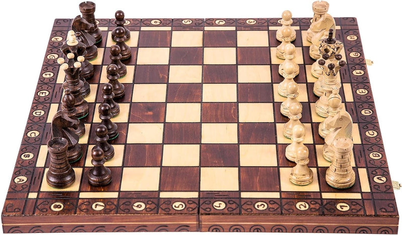 Square - Schach Schachspiel AMBASADOR - Schachfiguren & Schachbrett aus Holz - 52 x 52 cm, 52 x 52