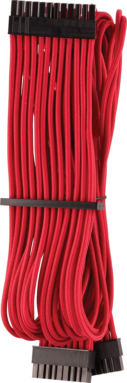 Corsair Premium Sleeved 24 pin-Polig-ATX-Kabel Typ4 (Generation 4-Serie) Rot 24 pin ATX Rot, 24 pin
