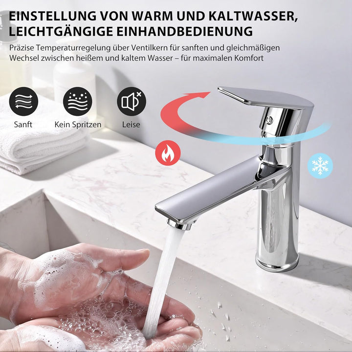 HOMELODY Wasserhahn Bad Chrom Waschtischarmatur Bad Armatur Mischbatterie Waschbeckenarmatur Einhebe