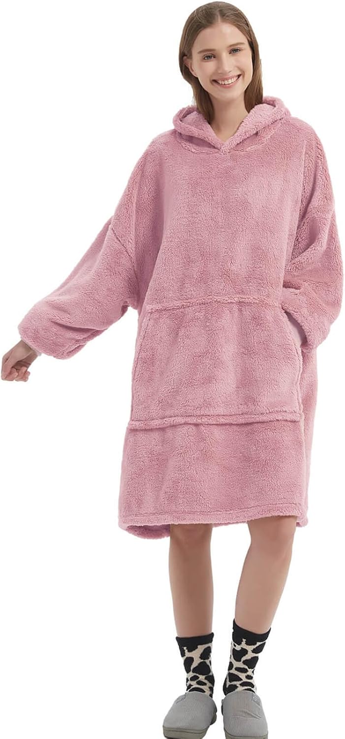 FELOVE Hoodie Decke Ärmeln Kuschelpullover Mit einer grossen Tasche,Tragbare Decke Ultra Soft Bequem