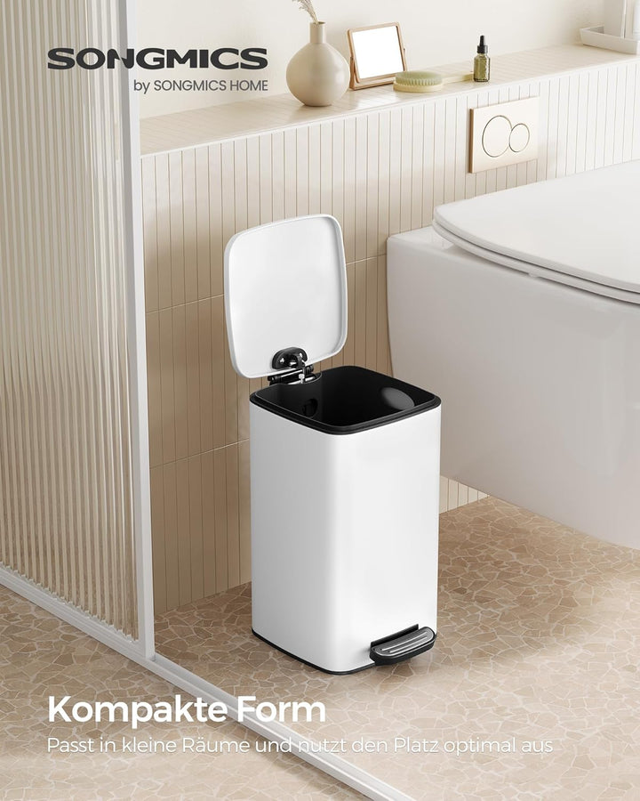 SONGMICS Kosmetikeimer, 8 Liter, Mülleimer Bad, kleiner Abfalleimer, Tretmülleimer, mit Pedal, für k