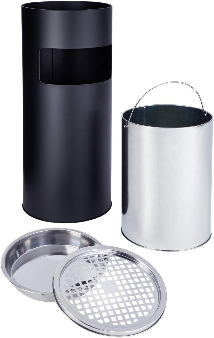 SVITA Standaschenbecher 30 Liter mit Mülleimer Aschenbecher Abfalleimer mit Inneneimer (Schwarz), Sc
