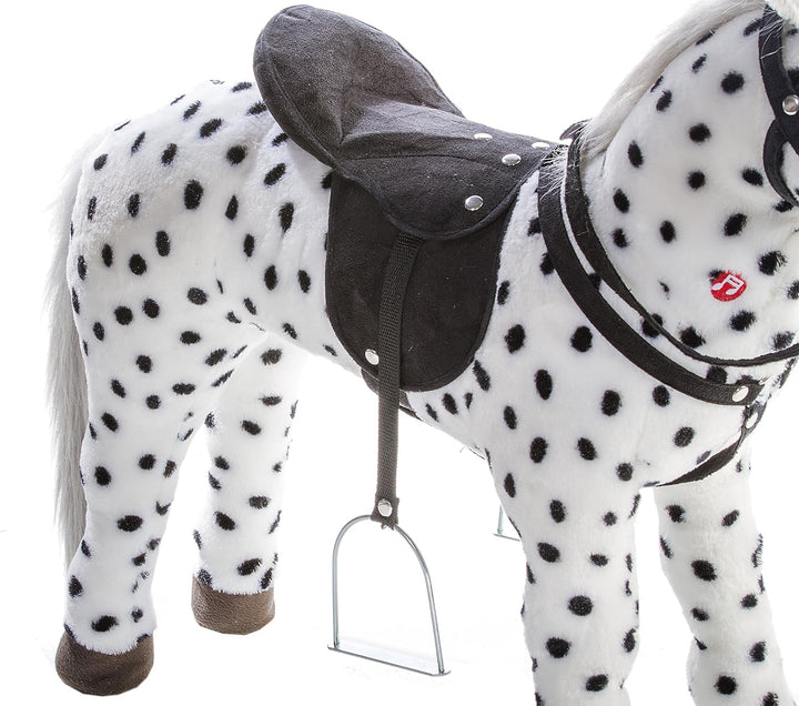Heunec 723771 - schwarz-weiss gepunktetes Pferd stehend mit Sound 100 KG Tragkraft