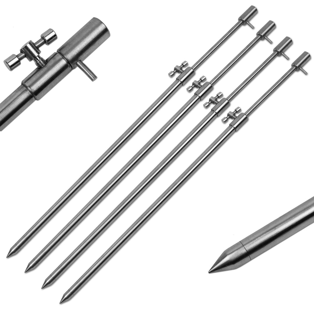 1-4 Stück Rutenhalter Rod pod Bankstick Edelstahl Erdspeer 30-50cm 50-90cm 4 Stück / 50-90cm, 4 Stüc
