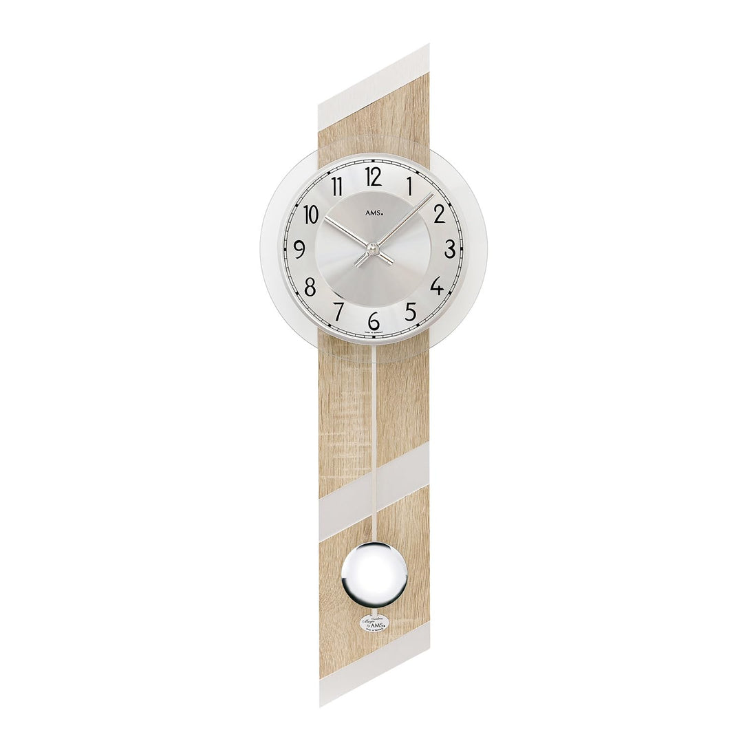 AMS Moderne Wanduhr mit Quartzwerk, batteriebetrieben Quartz-Pendeluhr 69cm- 7415