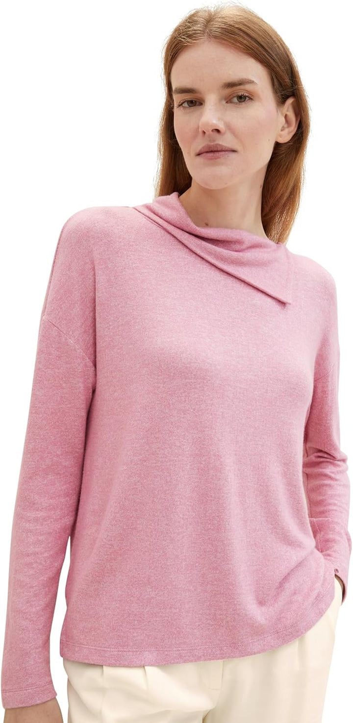 TOM TAILOR Damen Longsleeve T-Shirt S 33966 - Dusty Vanda Melange, S 33966 - Dusty Vanda Melange