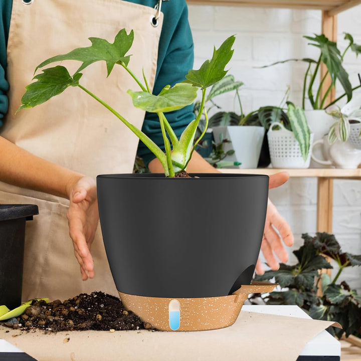 ZMTECH 30 cm Pflanztöpfe mit Bewässerungslippe Selbstbewässernde Pflanztöpfe mit Abflusslöchern und