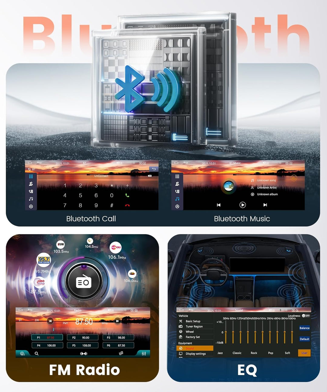 Rimoody Autoradio 1 Din 6,28 Zoll mit Wireless CarPlay - Android Auto, Bluetooth 5.2, In-Cell Displa