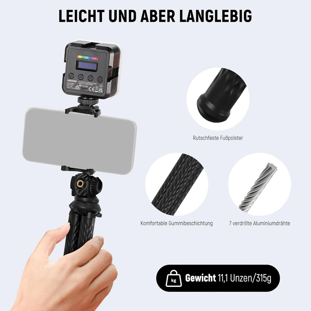 NEEWER Kamerastativ mit Fernbedienung, Mini Flexibl Stativ mit Action Kamera Mount Adapter für Hero