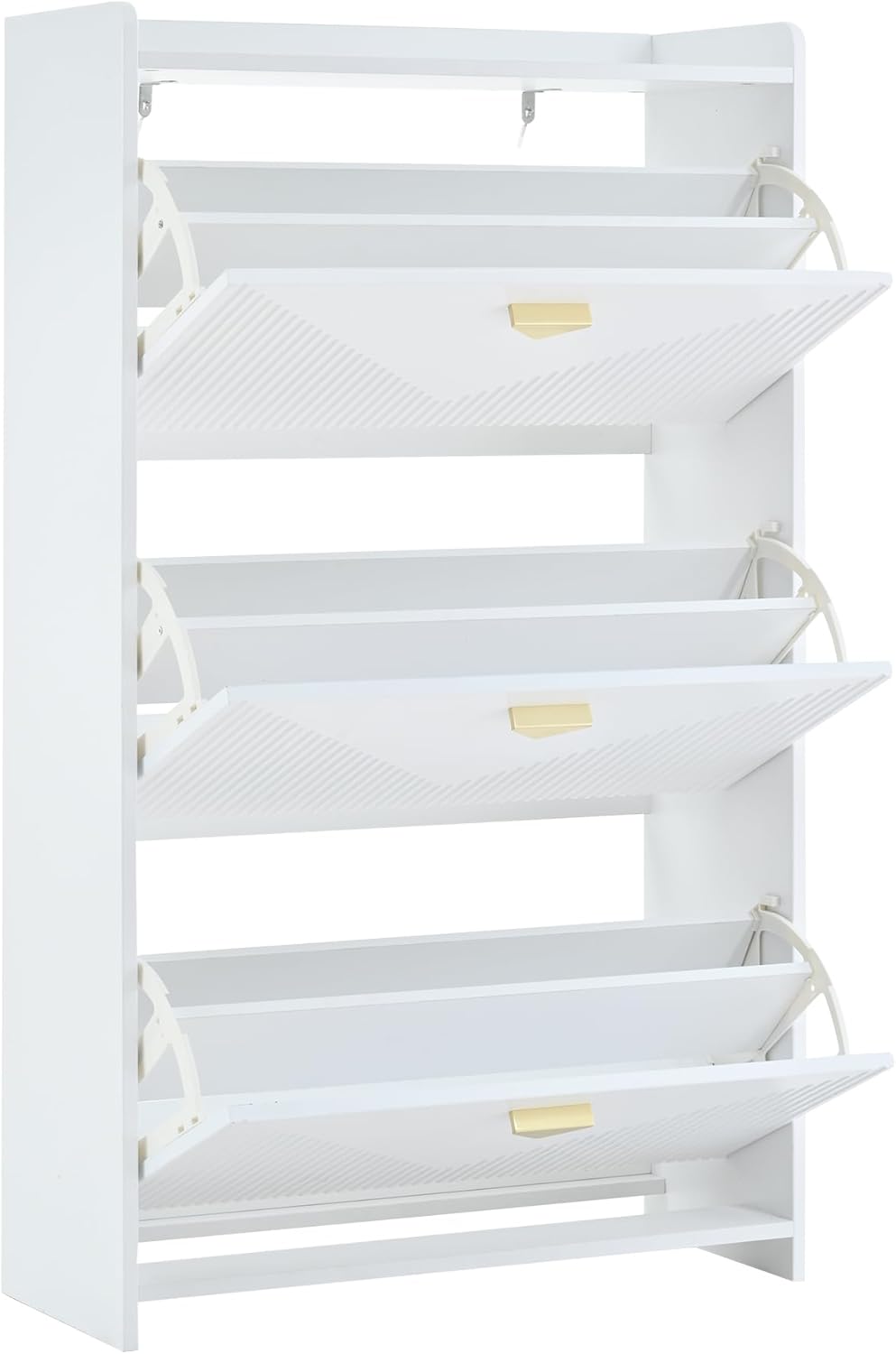 Merax Schuhschrank mit 3 Klappen, Schuhkipper, Schuhregal, Schuhaufbewahrung, Trennwände verstellbar