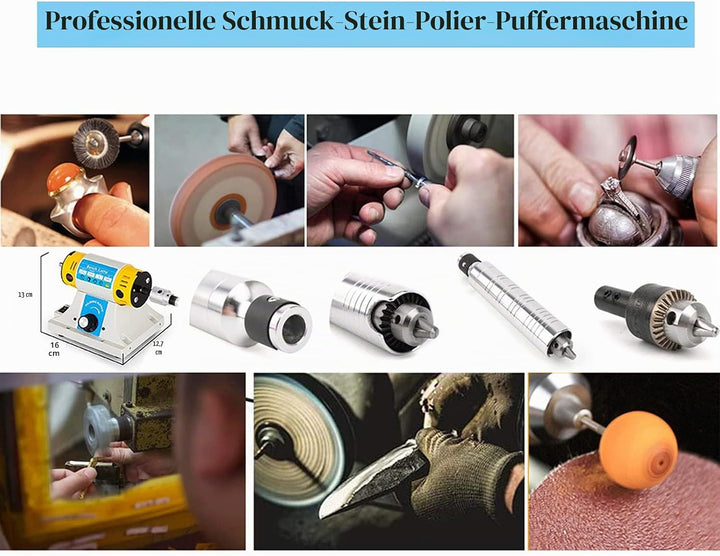 Poliermaschine - 350W, 0-10000 U/min, Edelstahl, Tischpuffer für Schmuck, Stein, Jade, Holz &amp; Metall